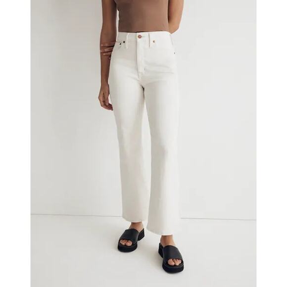 Madewell NI959 The Perfect Vintage Flare Cropped Jeans White Size 31 NWT